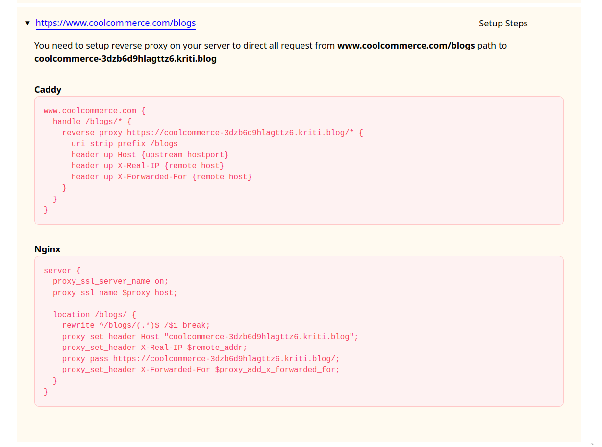 Proxy Setup